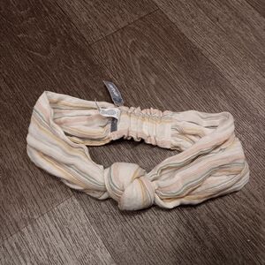 aerie Knotted Striped Headband - Cream with Pastel Yellow, Pink, and Green